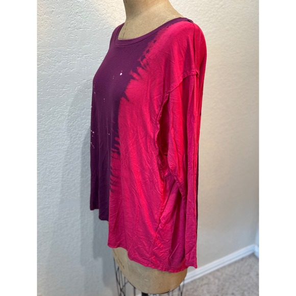 Umgee Tunic Top Women Small Bleach Tie Dye Long Sleeve Knit Casual Plum Pink NWT - Picture 7 of 9